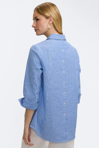 3/4 Sleeves Poppy Shirt-Blue
