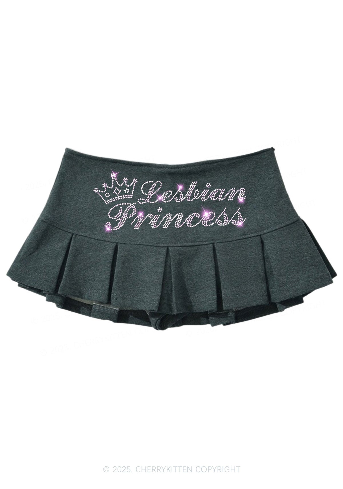 Rhinestone Lesbian Princess Pride Y2K Mini Pleated Skirts Cherrykitten