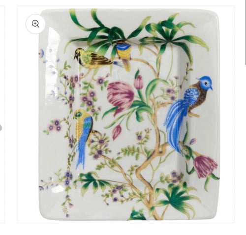 Bird & Blossom Chinoiserie Decorative Tray 7.5”