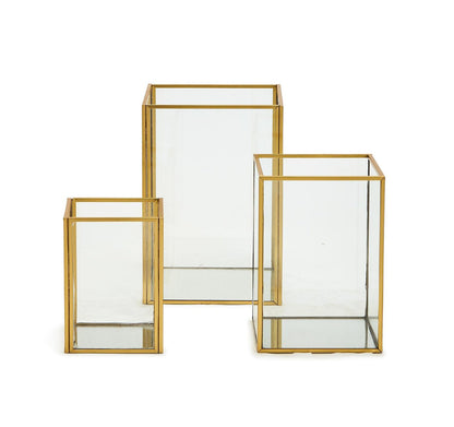 Windowpane Vases-Set of three