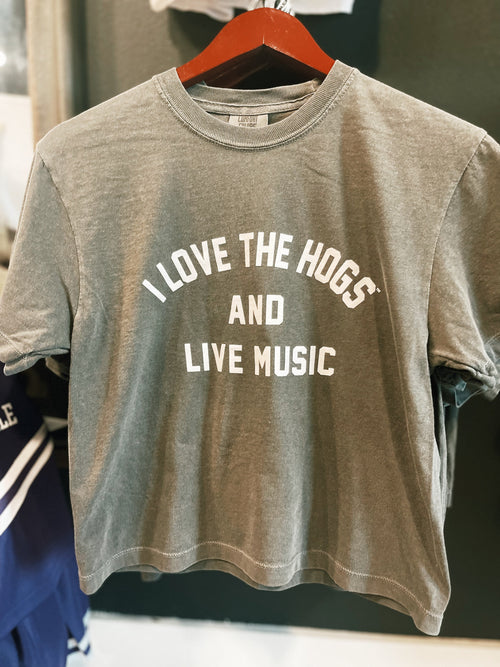 I Love The Hogs and Live Music Cropped Tee