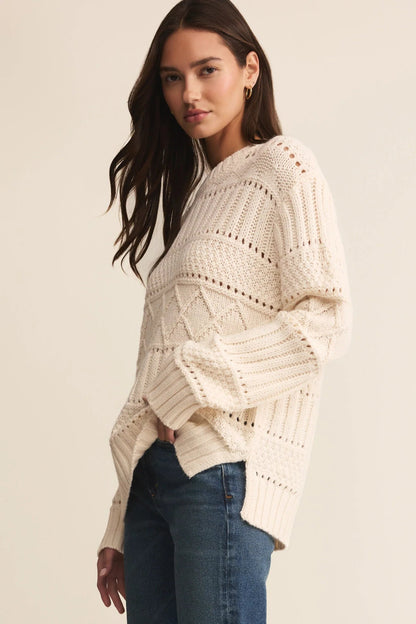 Cento Cable Sweater-Winter White