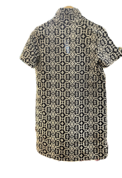 Tiffany EmbroideredDress-Navy/White