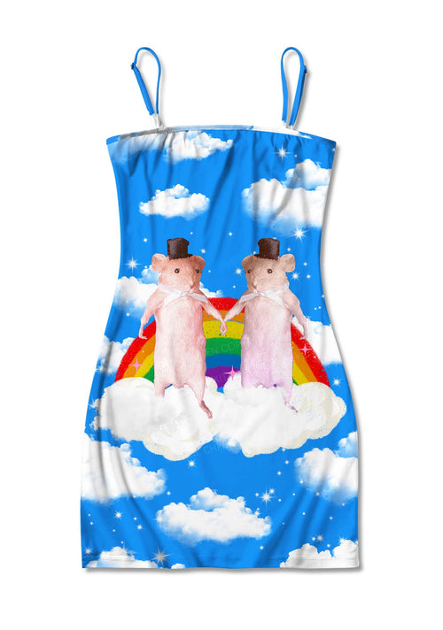 Rainbow Gay Rats Pride Y2K Print Slip Dress Cherrykitten