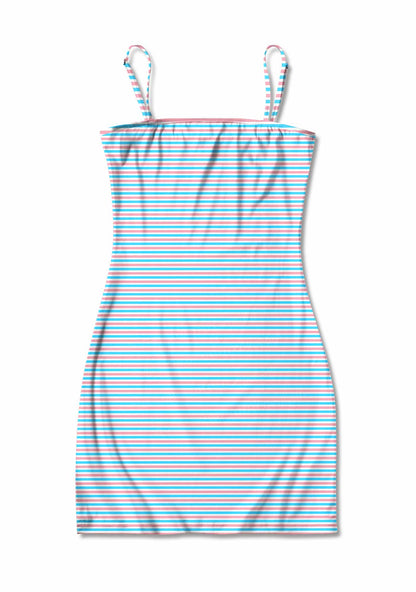 Trans Stripes Pride Y2K Print Slip Dress Cherrykitten