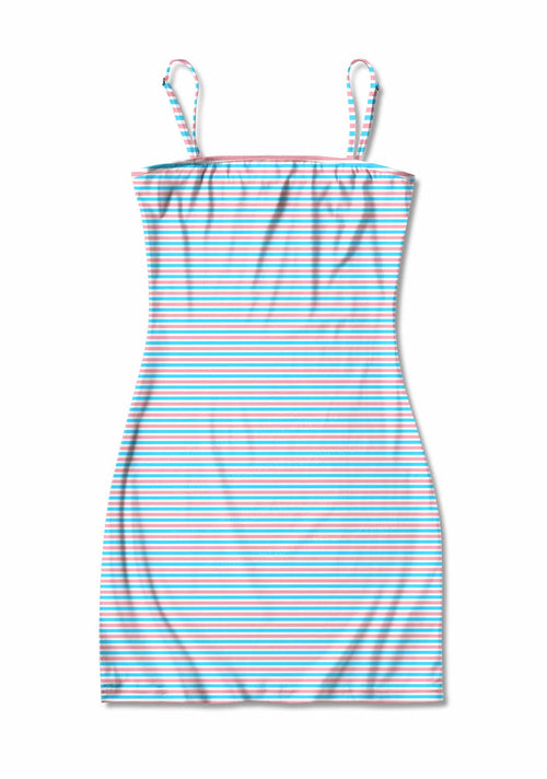 Trans Stripes Pride Y2K Print Slip Dress Cherrykitten