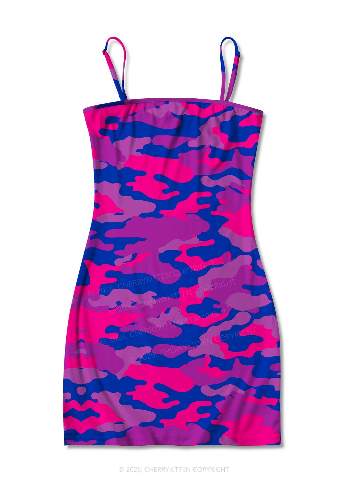 Bisexual Camouflage Pride Y2K Print Slip Dress Cherrykitten