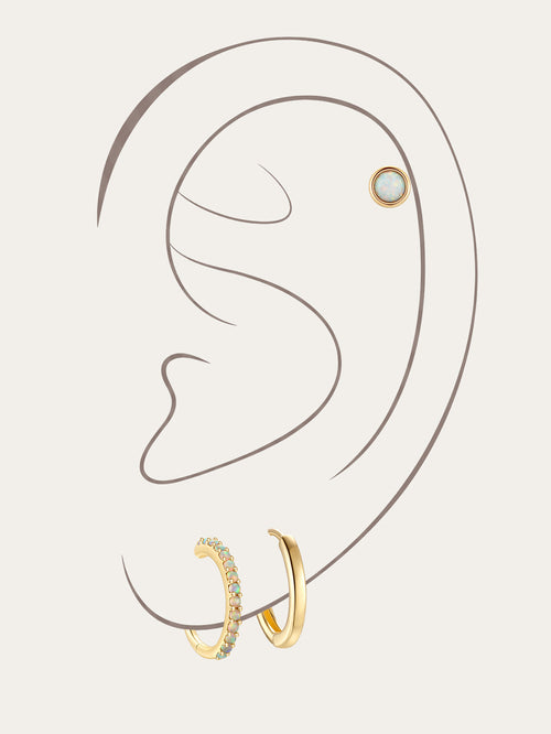 KOSINER 14K Solid Gold Delicate Opal Set