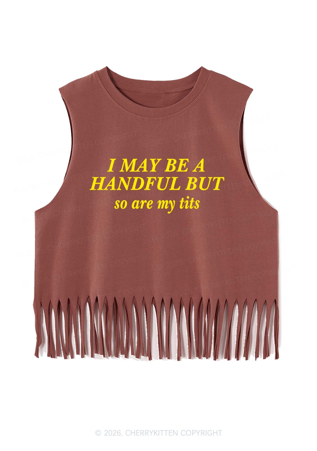 I May Be A Handful Y2K Fringe Tank Top Cherrykitten