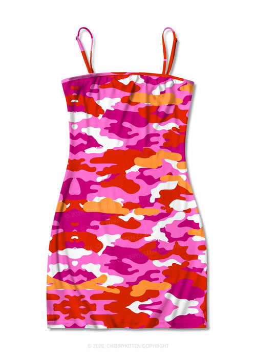 Lesbian Camouflage Pride Y2K Print Slip Dress Cherrykitten