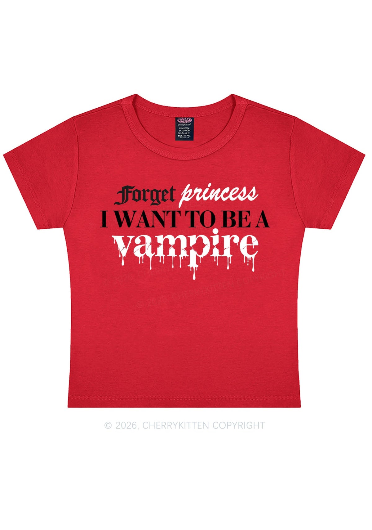 Halloween Want To Be Vampire Y2K Baby Tee Cherrykitten