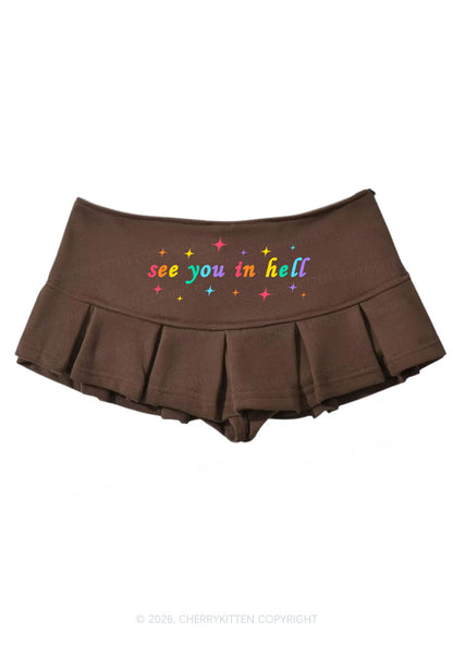 See You In Hell Pride Y2K Mini Pleated Skirts Cherrykitten