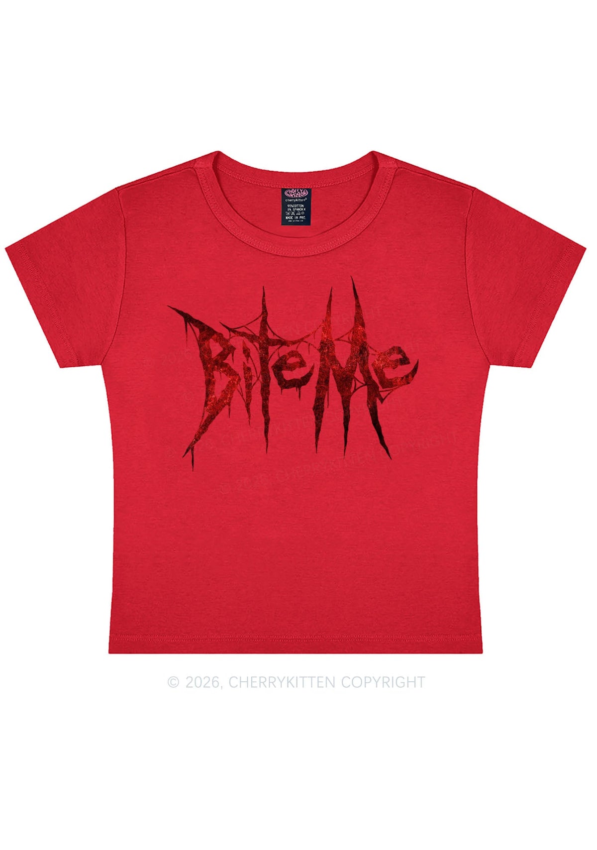 Halloween Bite Me Y2K Baby Tee Cherrykitten