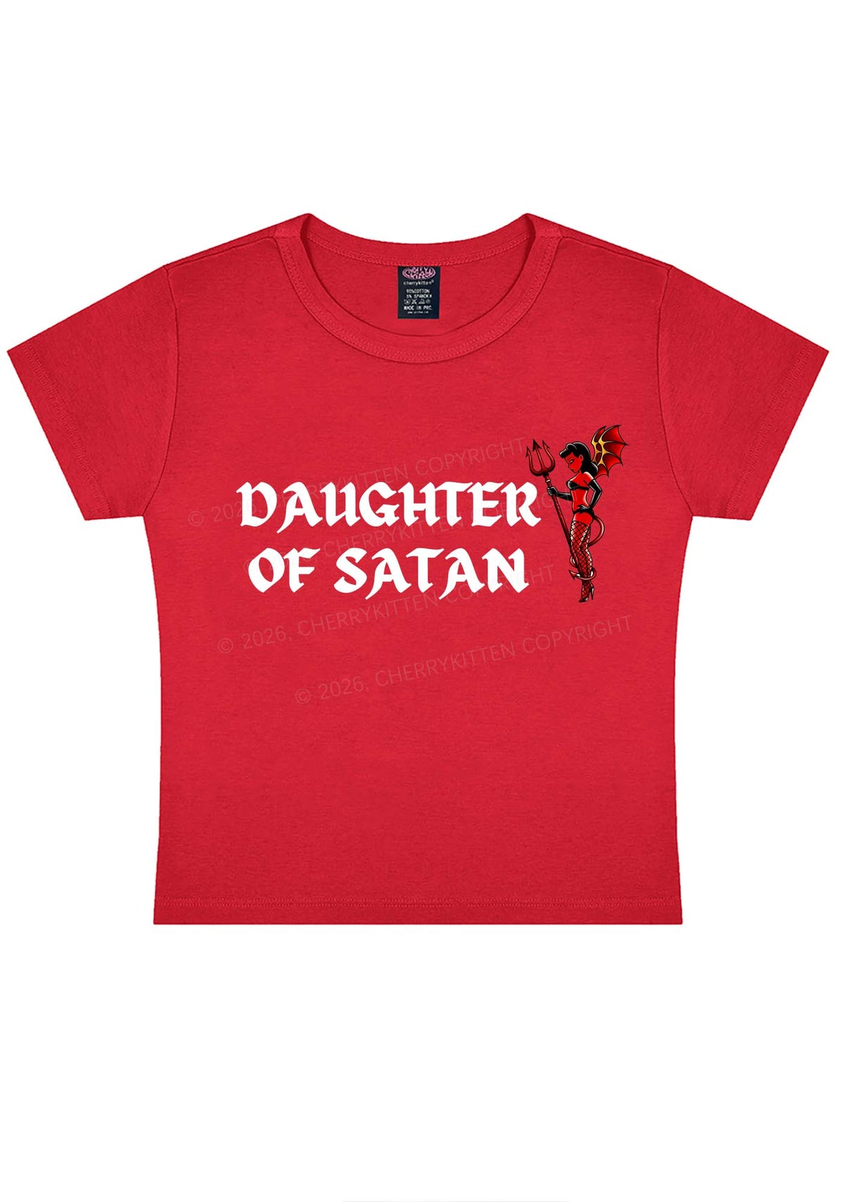 Halloween Daughter Of Satan Y2K Baby Tee Cherrykitten