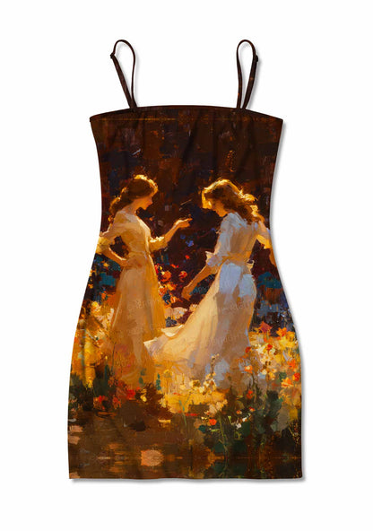 Dancing In Garden Pride Y2K Print Slip Dress Cherrykitten