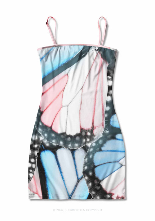 Trans Butterfly Wing Pride Y2K Print Slip Dress Cherrykitten