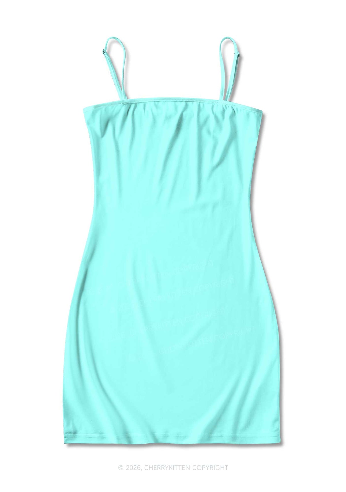 Plain Mint Green Y2K Print Slip Dress Cherrykitten