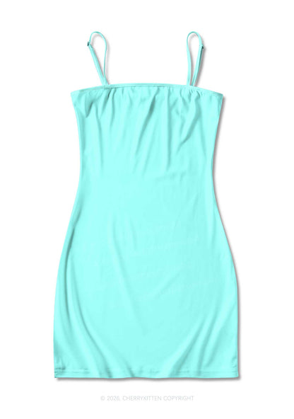 Plain Mint Green Y2K Print Slip Dress Cherrykitten