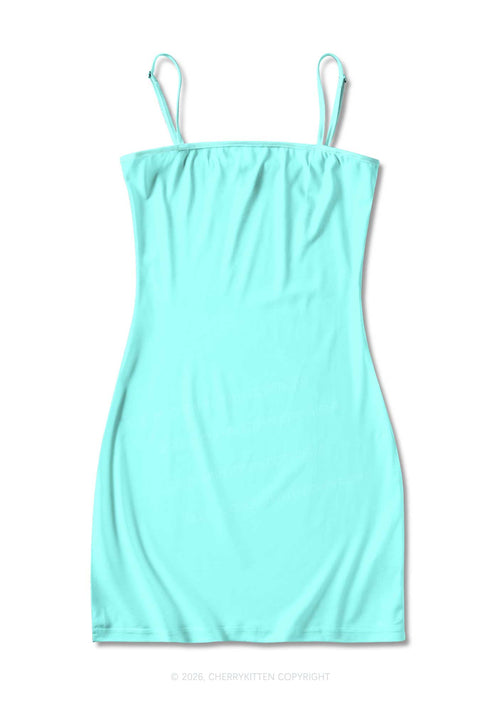 Plain Mint Green Y2K Print Slip Dress Cherrykitten