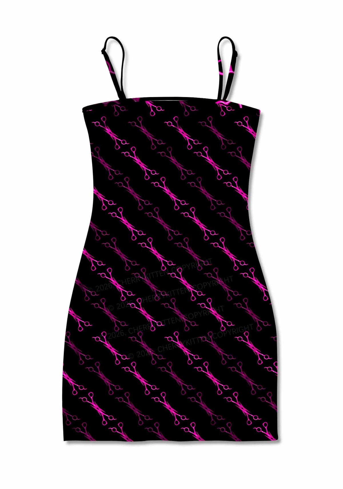 Pink Scissors Pride Y2K Print Slip Dress Cherrykitten