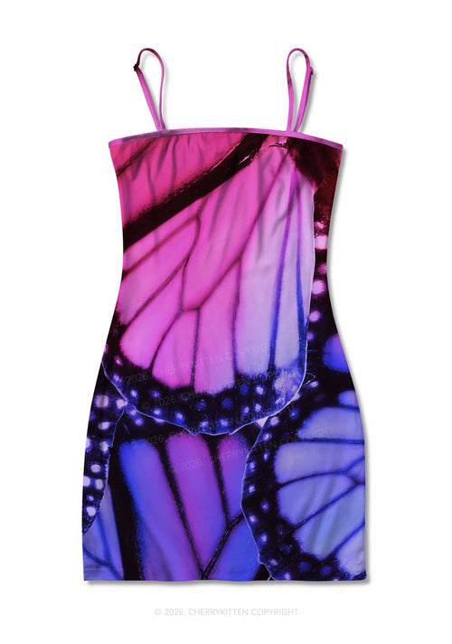Bisexual Butterfly Wing Pride Y2K Print Slip Dress Cherrykitten