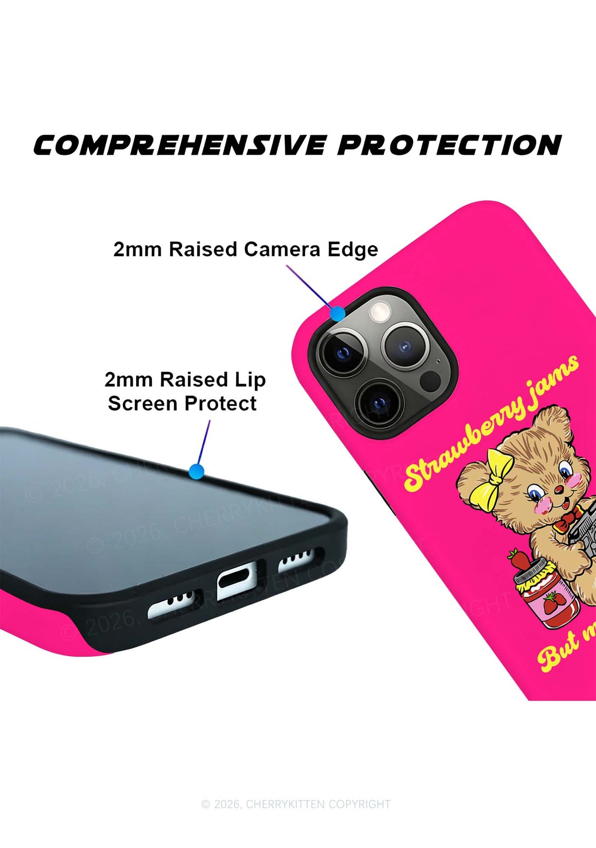 Strawberry Jams Bear Y2K Phone Case Cherrykitten