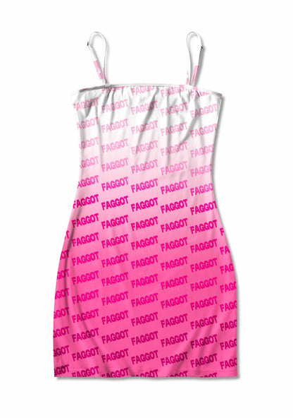 Faded Pink Faggot Pride Y2K Print Slip Dress Cherrykitten