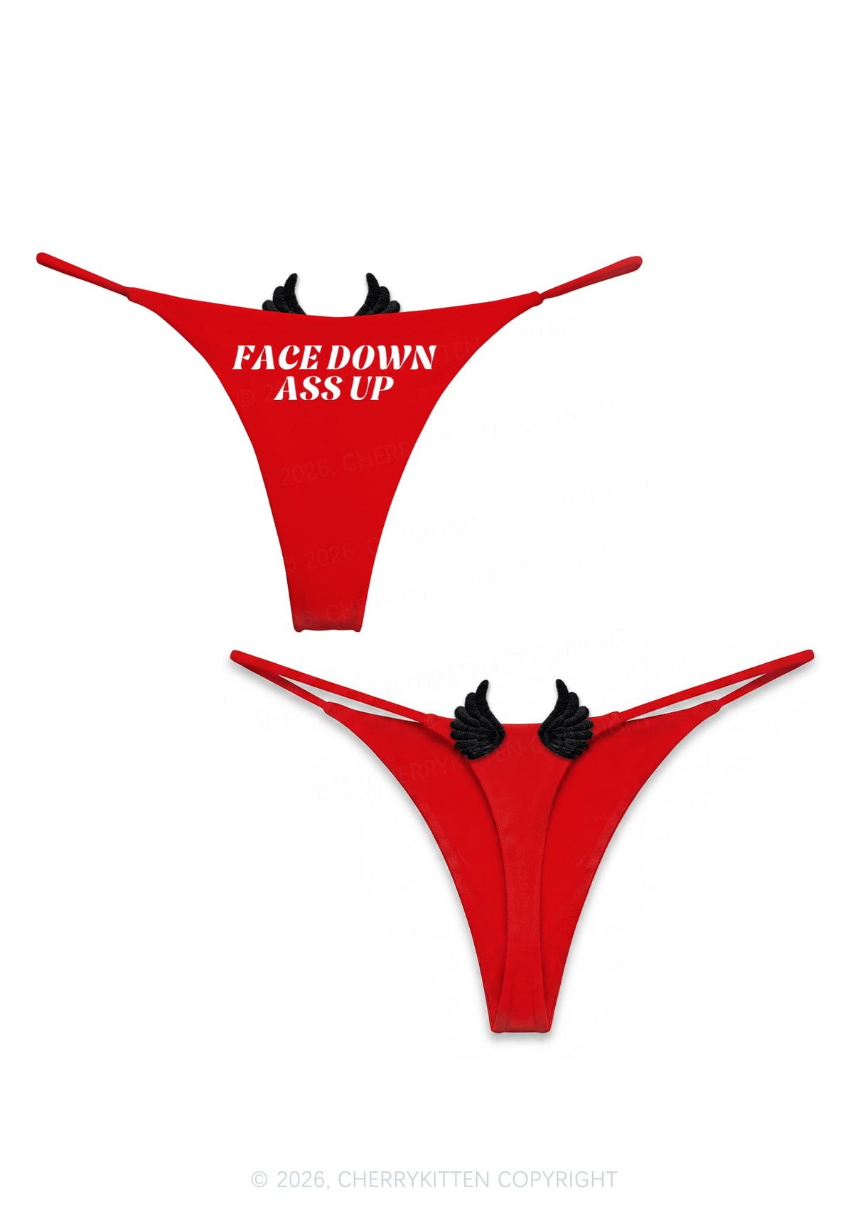 Face Down Axx Up Y2K Goth Angel Wings Bikini String Thong Cherrykitten