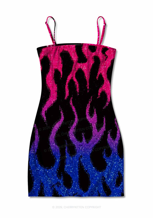 Bisexual Flame Pride Y2K Print Slip Dress Cherrykitten
