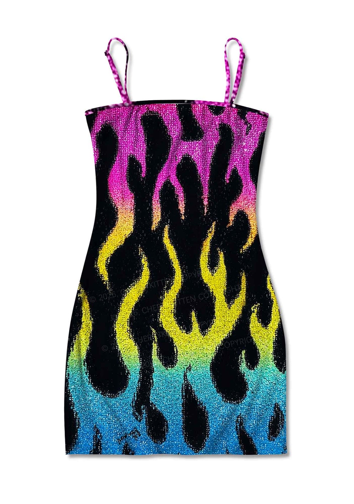 Pansexuality Flame Pride Y2K Print Slip Dress Cherrykitten