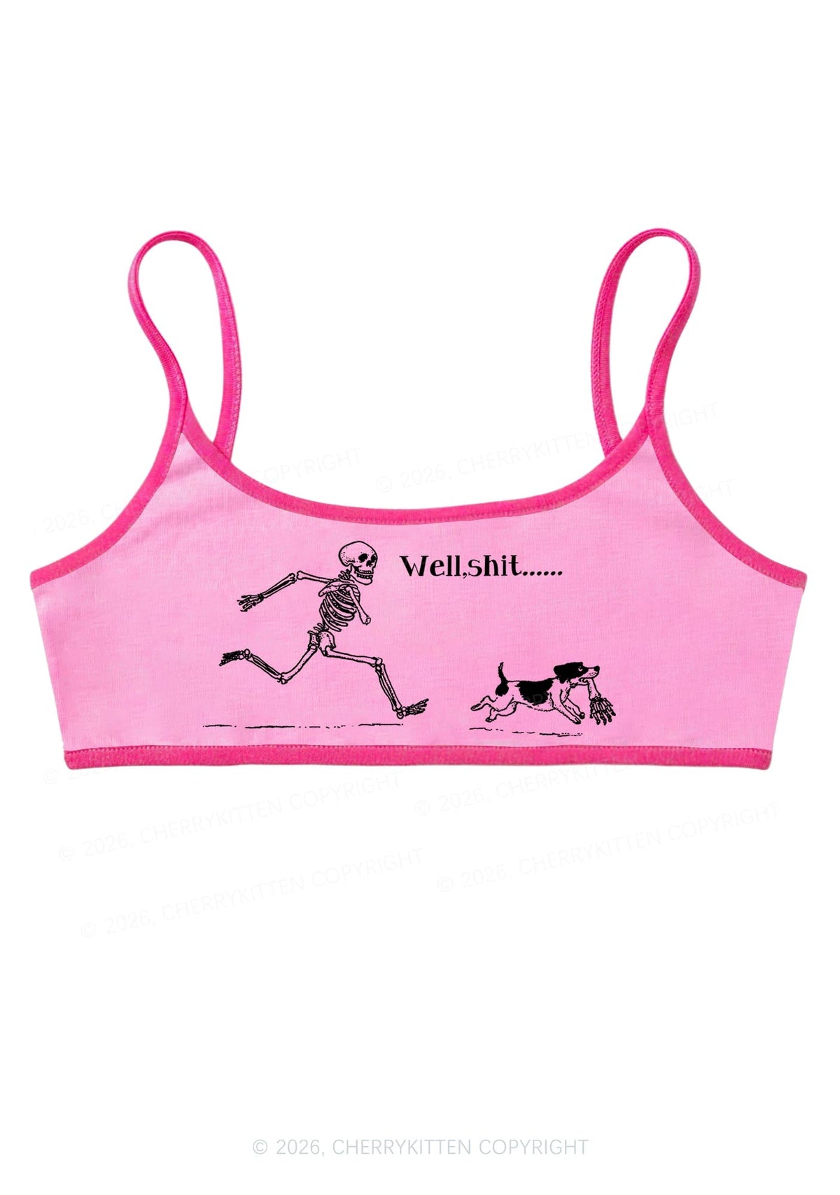 Halloween Well Shxt Skeleton Dog Y2K Super Crop Cami Cherrykitten