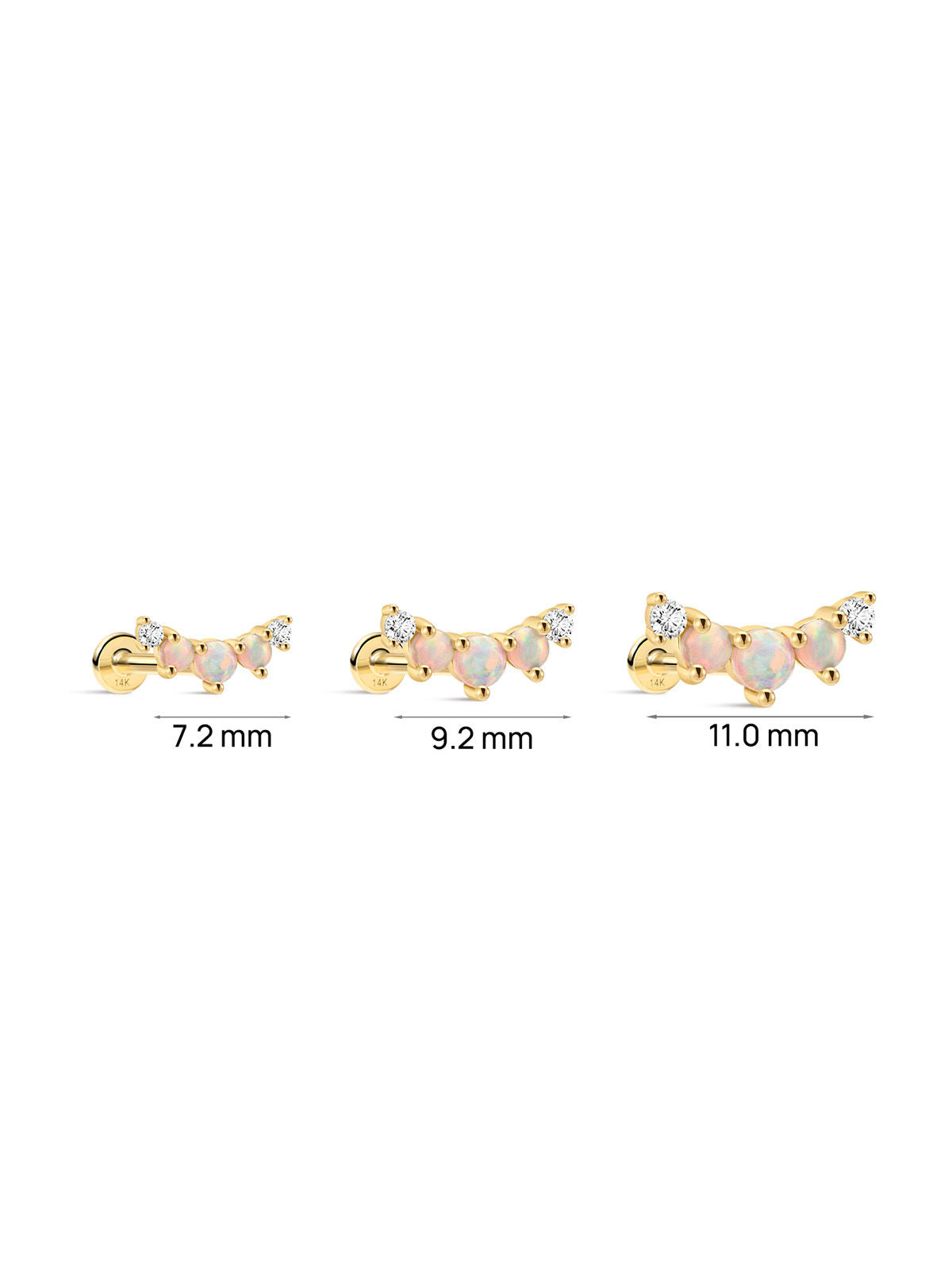 KOSINER 14K Solid Gold Elegant Opal Cluster Flat Back Stud