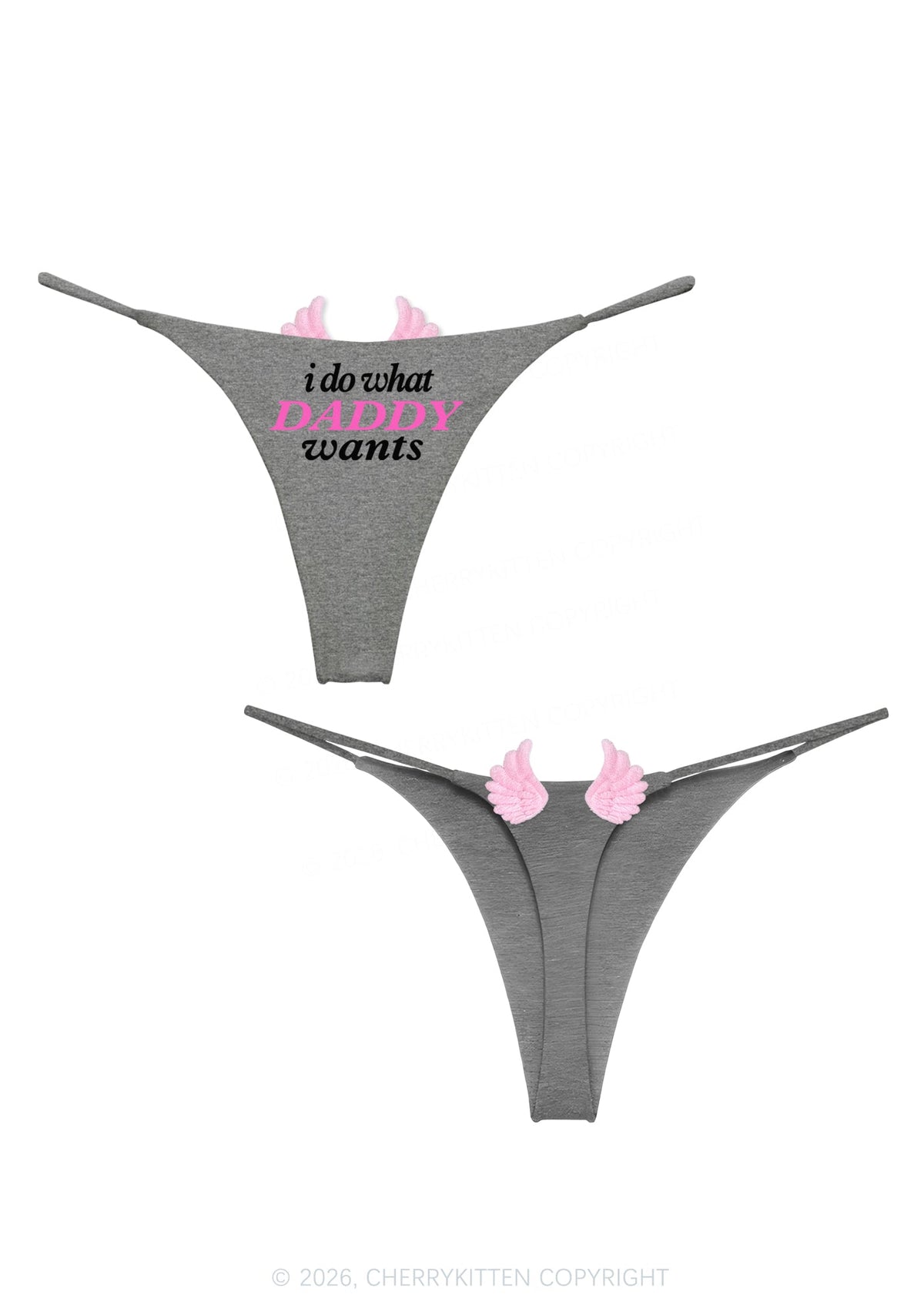 Do What Daddy Wants Y2K Goth Angel Wings Bikini String Thong Cherrykitten