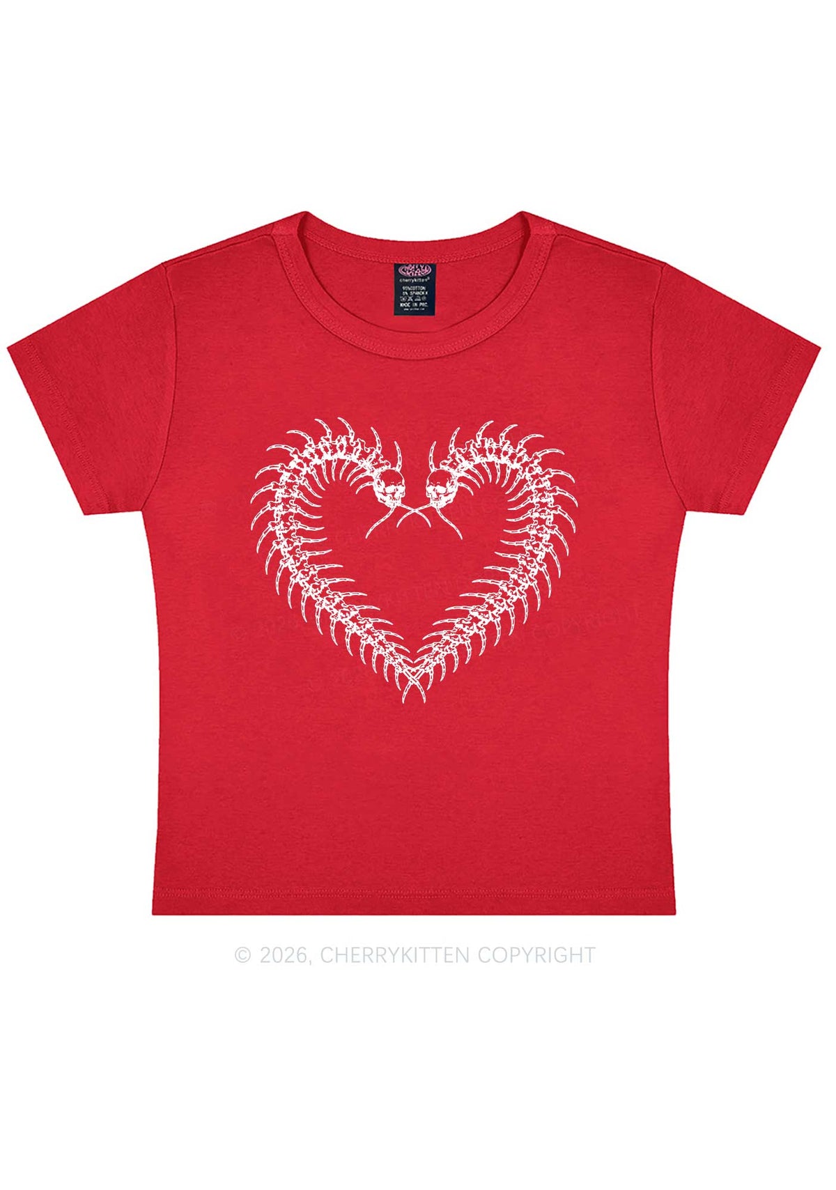 Halloween Centipede Heart Shape Y2K Baby Tee Cherrykitten