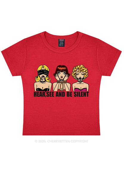 Hear See Be Silent Y2K Baby Tee Cherrykitten