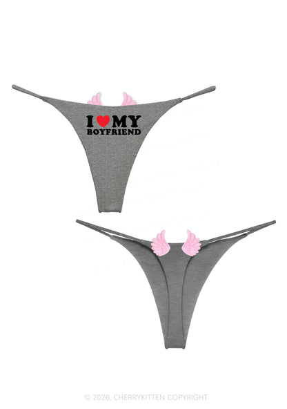 I Love My Boyfriend Y2K Goth Angel Wings Bikini String Thong Cherrykitten