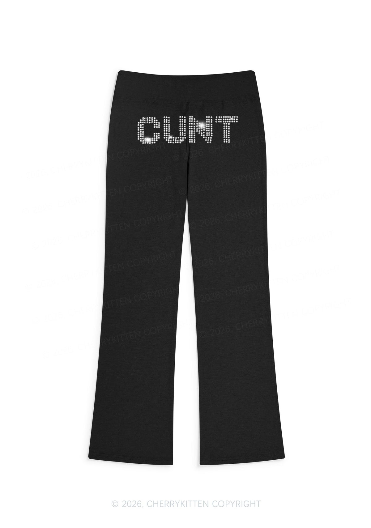 Rhinestone Cxxt Y2K Low Rise Drawstring Flare Pants Cherrykitten