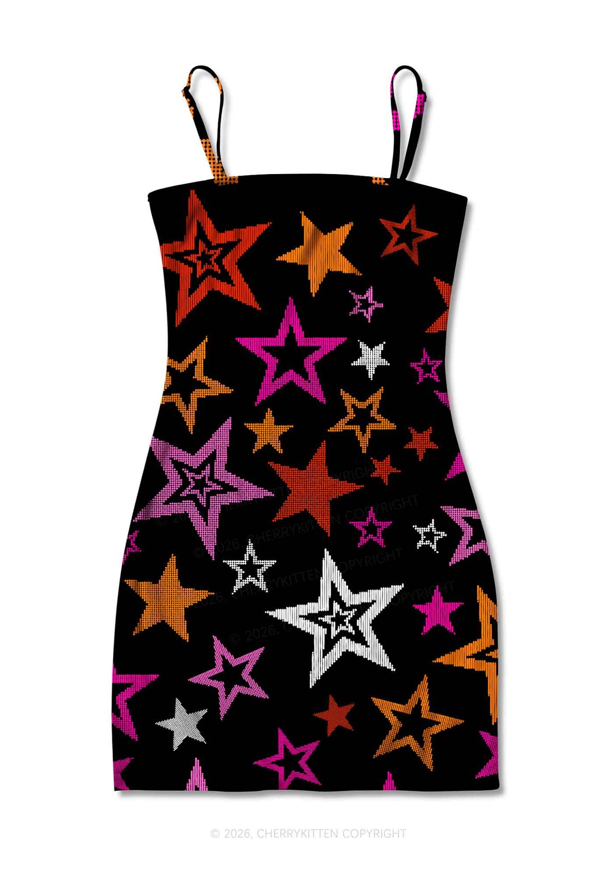 Lesbian Star Pride Y2K Print Slip Dress Cherrykitten
