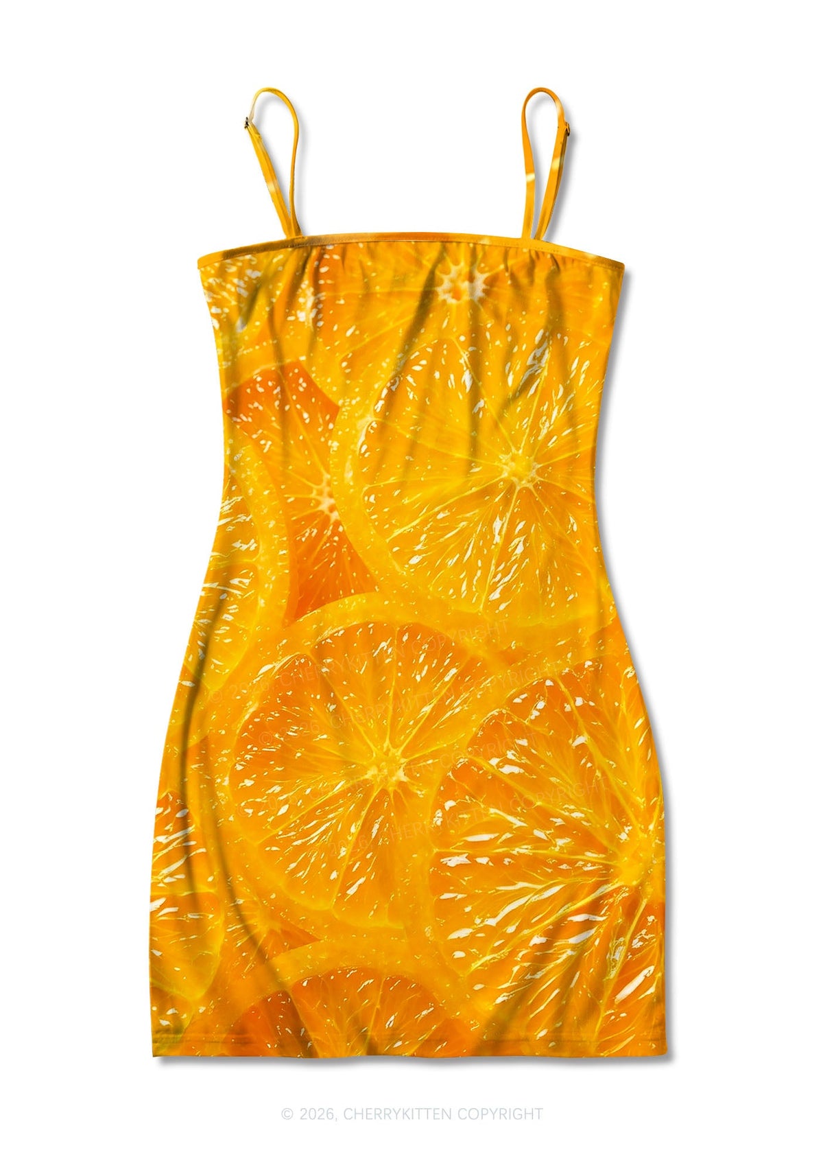 Orange Slice Y2K Print Slip Dress Cherrykitten