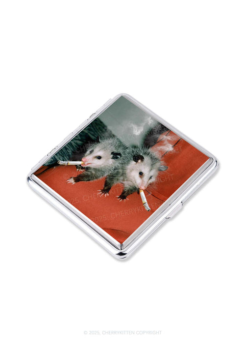 Smoking Badass Possum Y2K Cigarette Case Cherrykitten