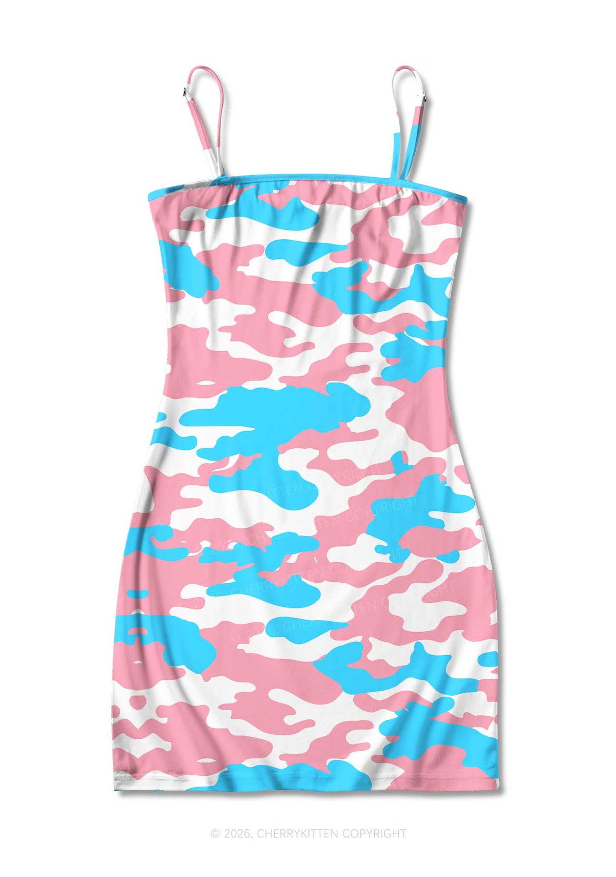 Trans Camouflage Pride Y2K Print Slip Dress Cherrykitten