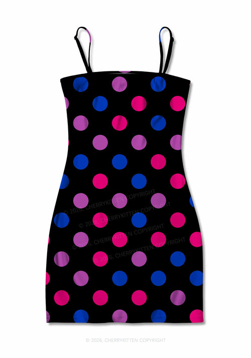 Bisexual Dots On Black Pride Y2K Print Slip Dress Cherrykitten