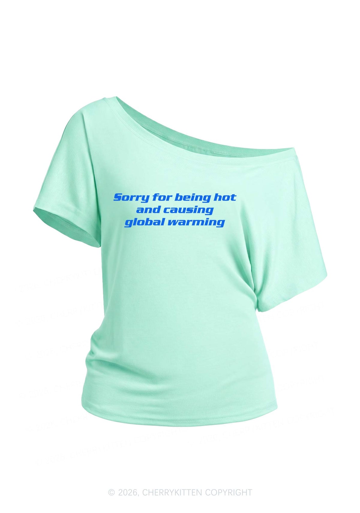 Sorry For Causing Global Warming Y2K Off Shoulder Tee Cherrykitten
