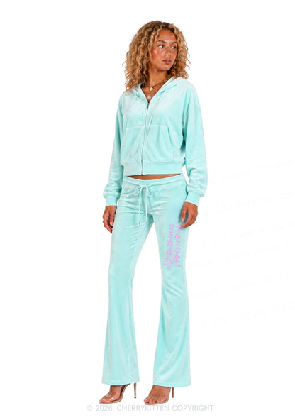 Rhinestone Lesbian Princess Pride Y2K Velvet Tracksuit Set Cherrykitten