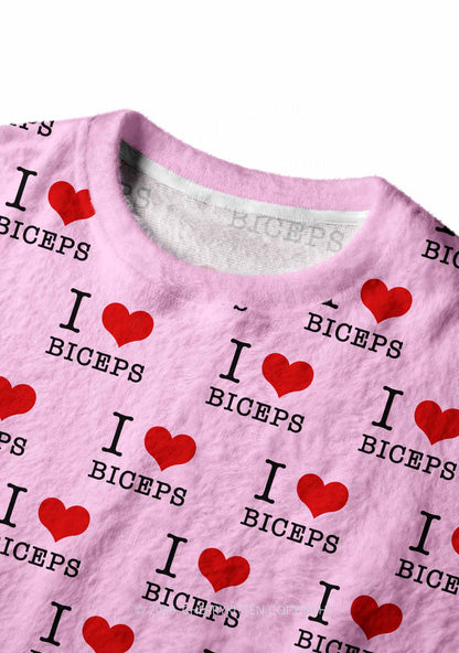 I Love Biceps Y2K Knit Sweatshirt Cherrykitten