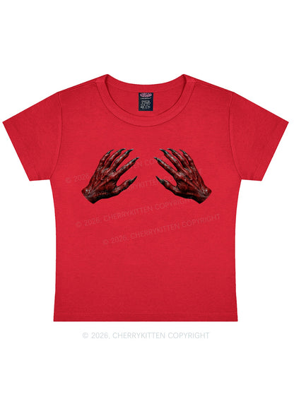 Halloween Satan Hands Y2K Baby Tee Cherrykitten