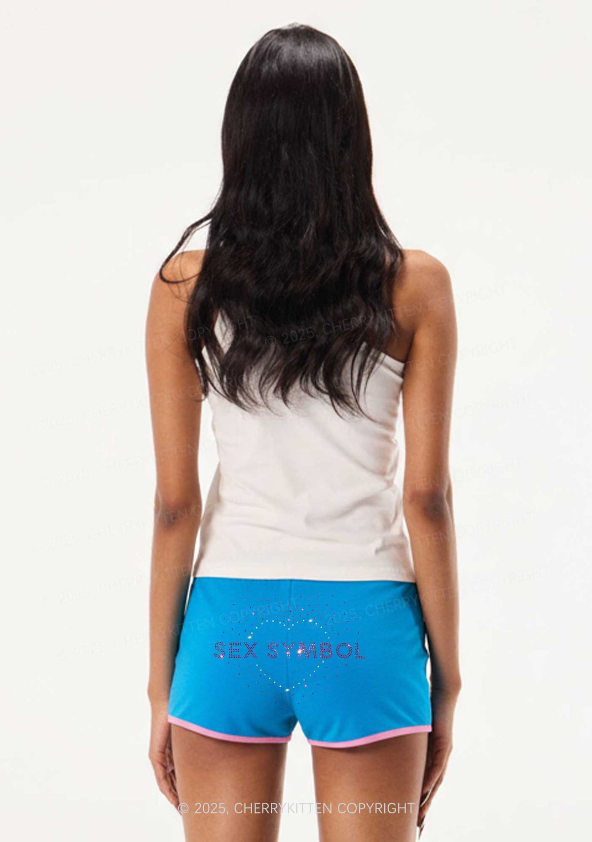 Rhinestone Sx Symbol Y2K Booty Shorts Cherrykitten