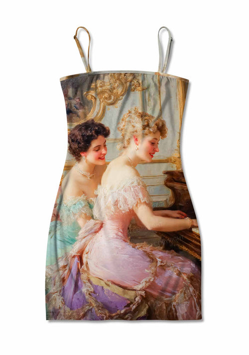 Elegant Piano Room Pride Y2K Print Slip Dress Cherrykitten
