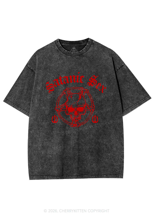 Halloween Satanic Sx Skull Y2K Shirts Washed Tee Cherrykitten