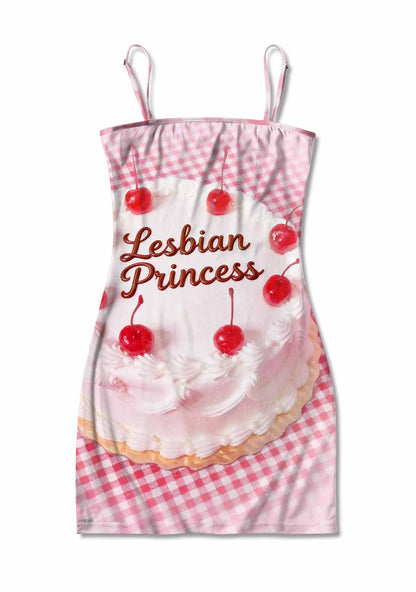 Blush Lesbian Princess Cake Pride Y2K Print Slip Dress Cherrykitten